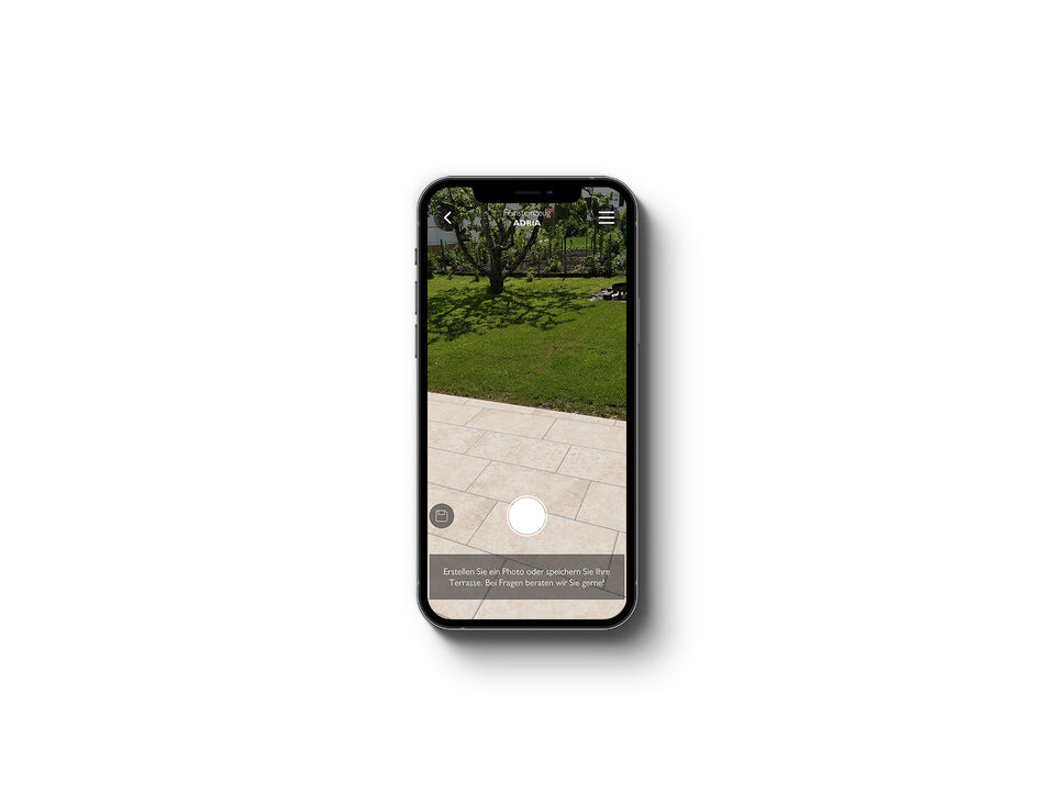 Seltra AR Terrassenplaner Smartphone Screen Speichern der Terrasse