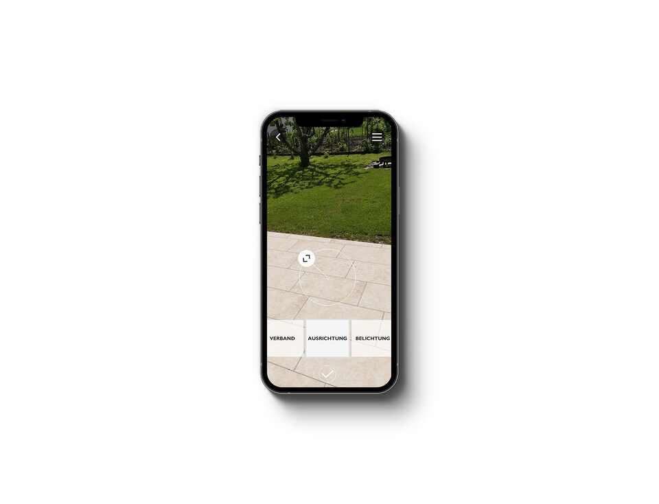 Seltra AR Terrassenplaner Smartphone Screen Auswahl Verlegerichtung