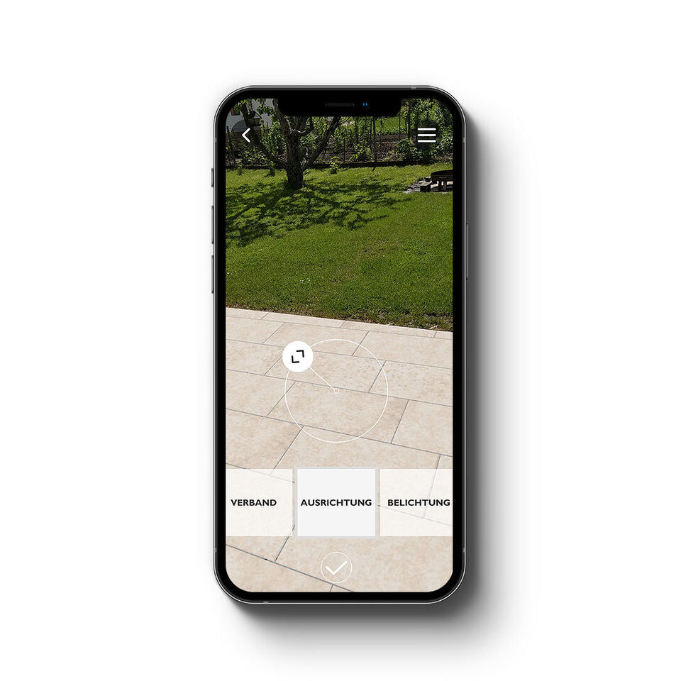 Seltra AR Terrassenplaner Smartphone Screen Auswahl Verlegerichtung