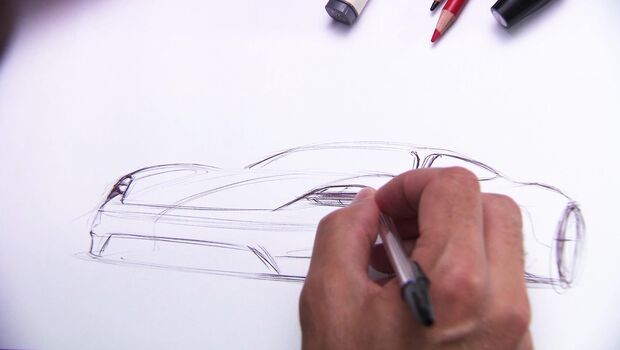 Zeichnung Porsche Taycan