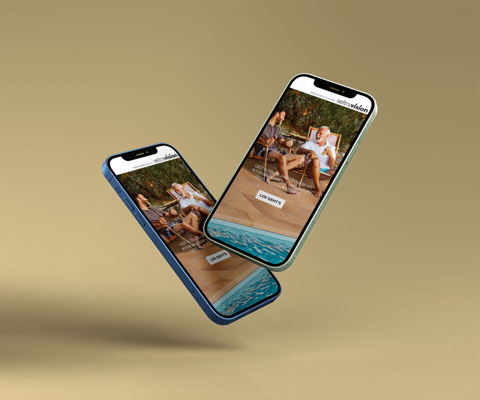 Seltravision Startbildschirm auf zwei iPhones 