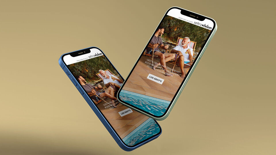 Seltravision Startbildschirm auf zwei iPhones 