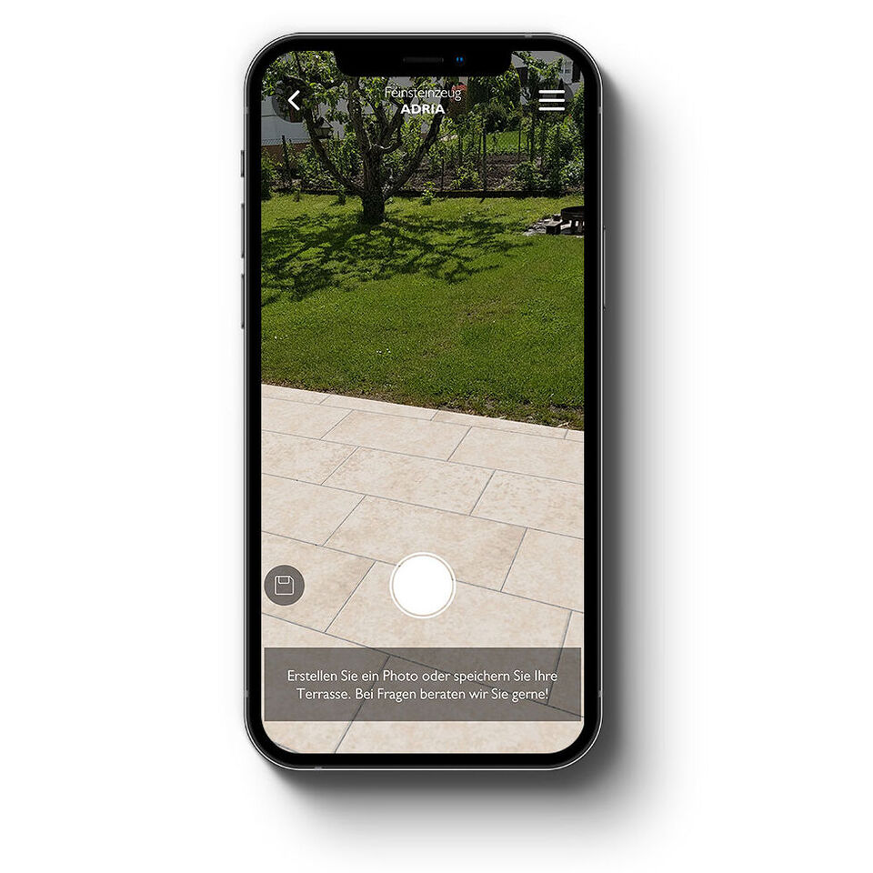 Seltra AR Terrassenplaner Smartphone Screen Speichern der Terrasse
