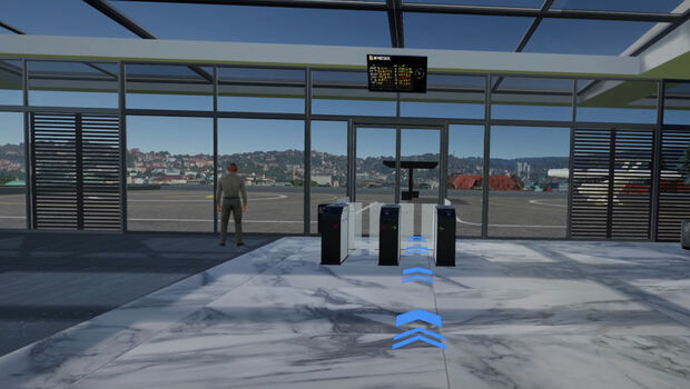 Passagier Sicht im Flughafen vor dem Terminal