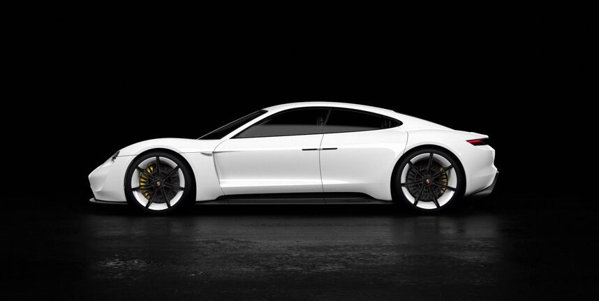 3D Visualisierung Porsche Mission E in weiß