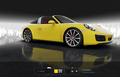 Porsche 911 gelb in 3D Anwendung