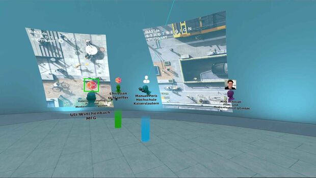 Virtuelle Darstellung des Inneren der blauen Lichtwolke mit Ausstellung der IBA'27